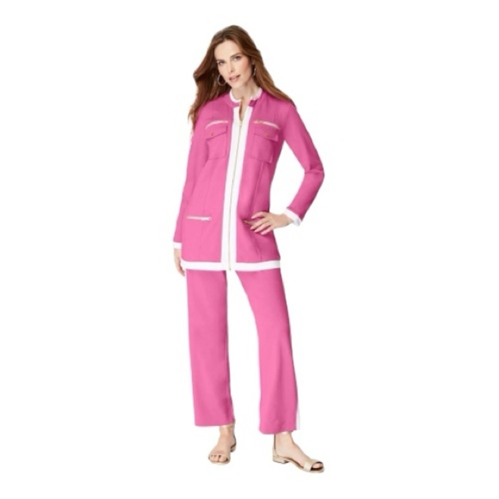 Roaman's Pink Utility Jacket with Gold Details Just Lovely and Ladylike - Picture 4 of 14
